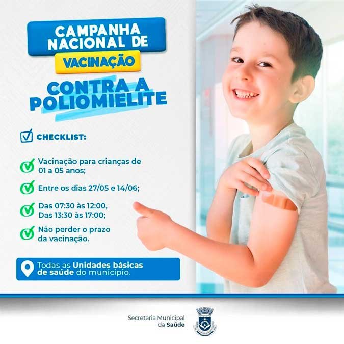 Vacinação contra a poliomielite em Luís Eduardo Magalhães começa hoje
