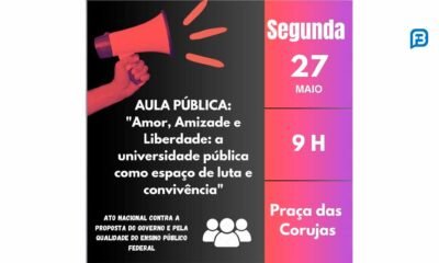 Aula pública na Praça das Corujas debate papel da universidade pública