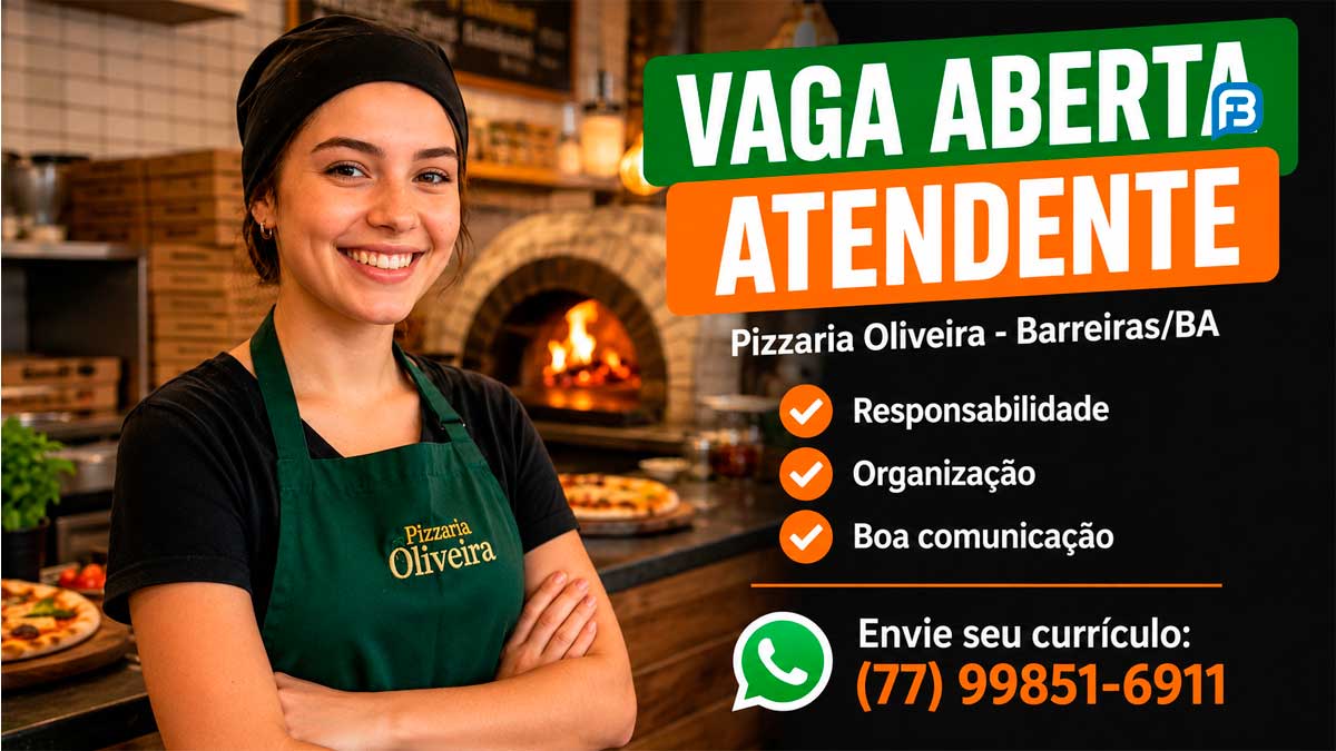 Barreiras tem vaga aberta para atendente em pizzaria