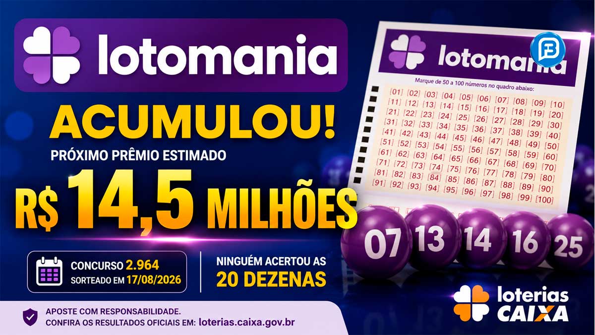 Lotomania acumula e prêmio sobe para R$ 14,5 milhões