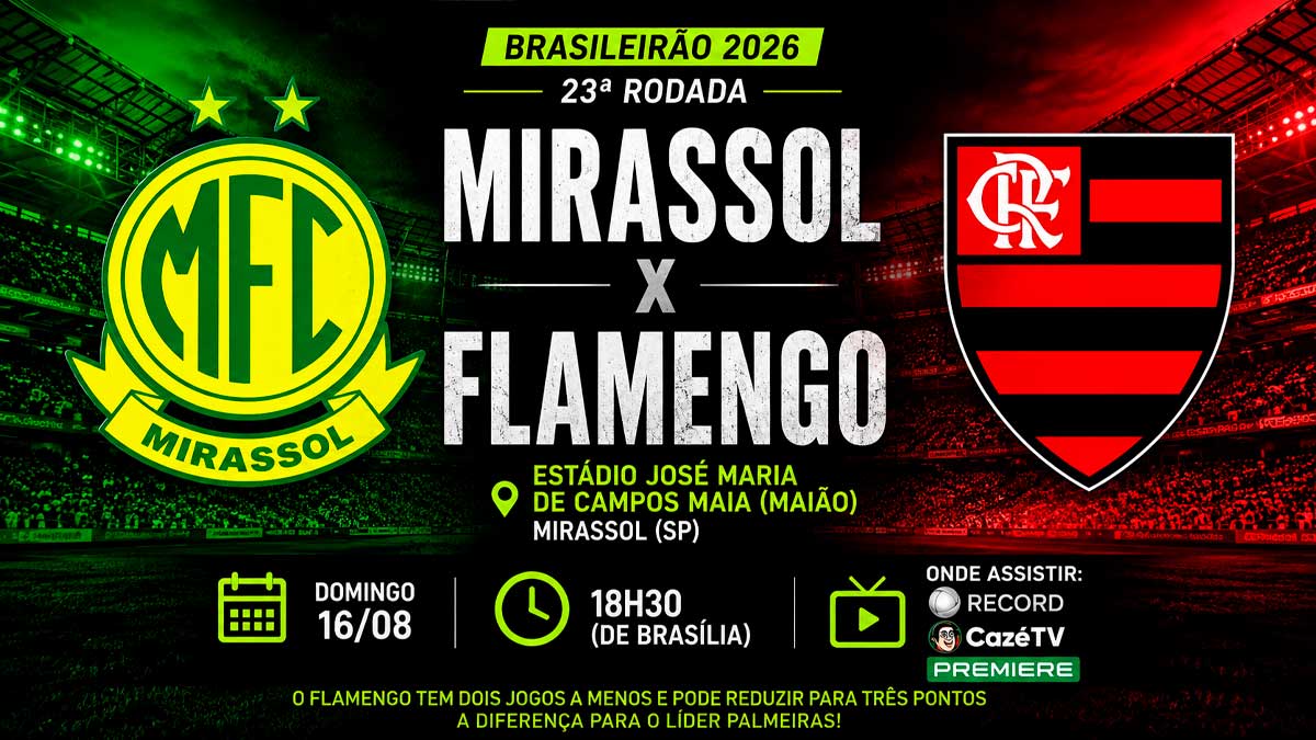 Mirassol x Flamengo hoje onde assistir ao vivo