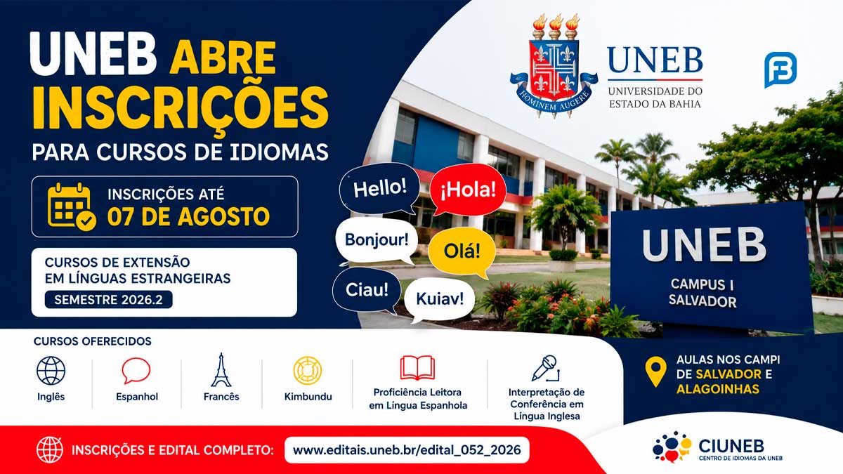 UNEB abre inscrições para cursos de idiomas até quinta-feira