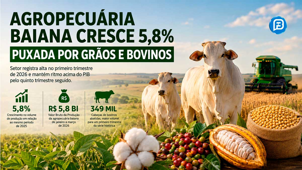Agropecuária baiana cresce 5,8% puxada por grãos e bovinos
