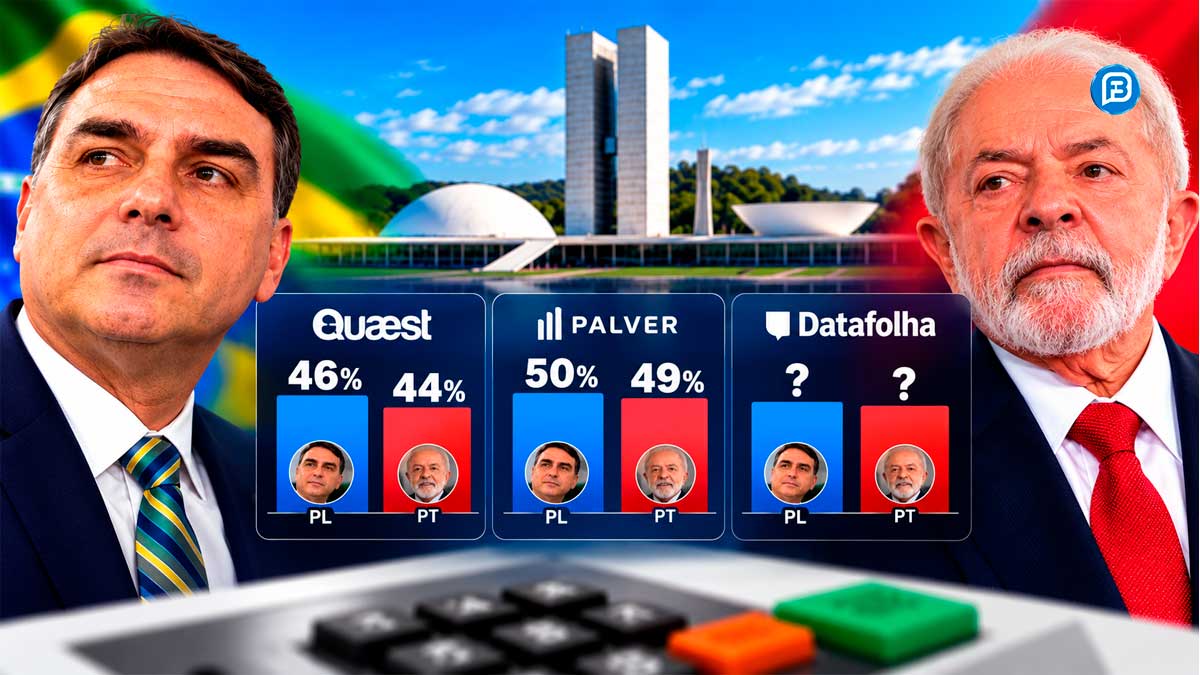 CORRIDA PRESIDENCIAL: Quaest e Palver apontam empate técnico entre Flávio e Lula; Datafolha divulga novos números hoje