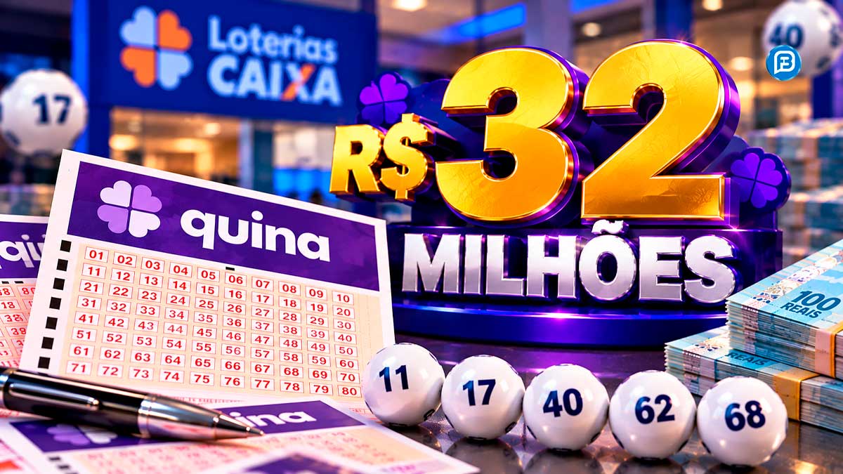 Quina acumula e chega a R$ 32 milhões para sorteio de domingo