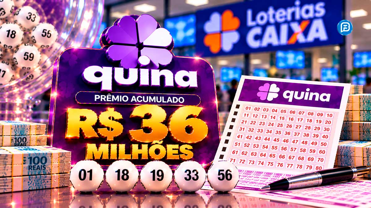 Quina acumula novamente e prêmio sobe para R$ 36 milhões nesta quarta-feira
