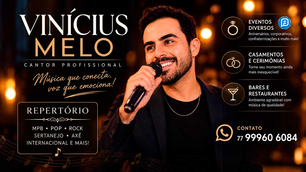 Vinícius Melo reúne MPB, axé e pop rock em apresentações