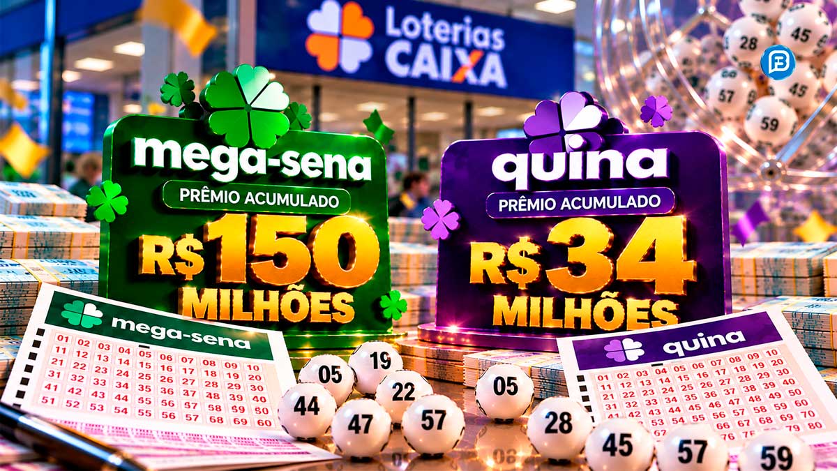 Loterias começam a semana com Mega-Sena de R$ 150 milhões e Quina de R$ 34 milhões