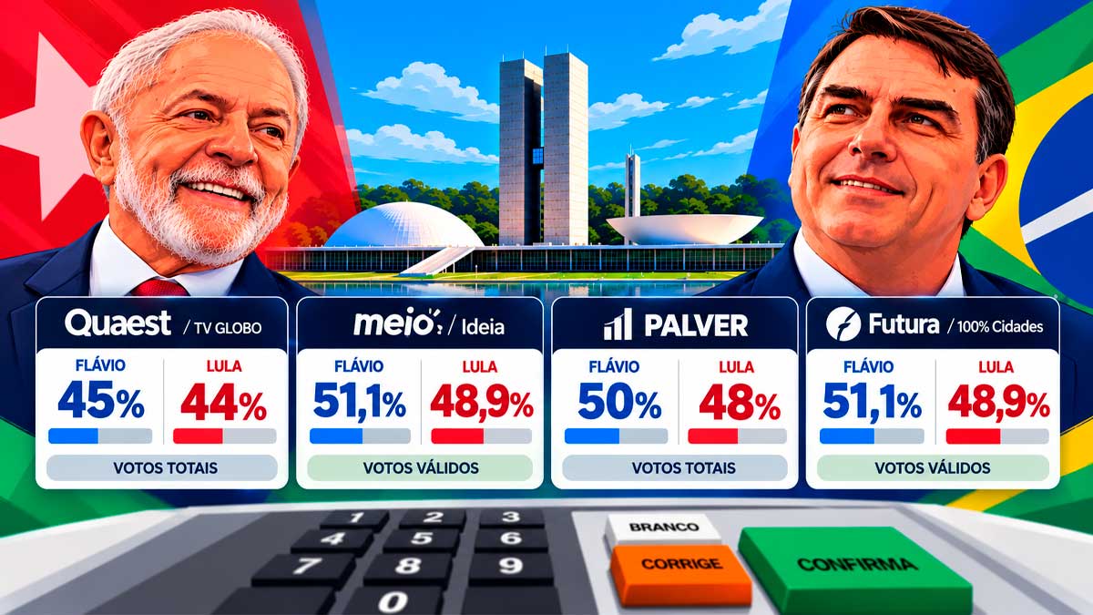 QUAEST: Diferença entre Flávio e Lula cai para um ponto a quatro dias da eleição